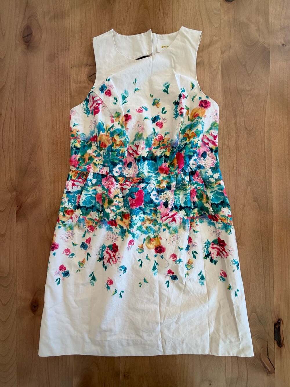 Maeve Anthropologie Floral Tea Garden Party ivory Shift Dress Size 10P